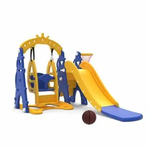 Amazon Brand - Solimo 3-in-1 Castle Slide & Swing for Indoor & Outdoor Use.