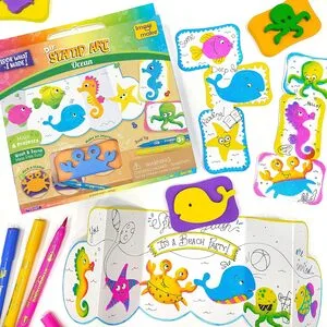 Imagimake Stamp Art Ocean Coloring & Stamping Set for Girls & Boys.